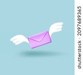 flying envelope with wings. 3d... | Shutterstock .eps vector #2097689365