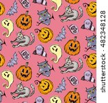 seamless pattern for halloween. ... | Shutterstock .eps vector #482348128