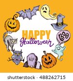 halloween hand drawn characters ... | Shutterstock .eps vector #488262715