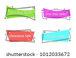  flat linear promotion ribbon... | Shutterstock .eps vector #1012033672