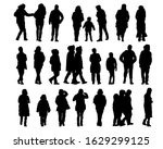 men and women in winter clothes ... | Shutterstock . vector #1629299125