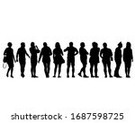 big crowds people on street.... | Shutterstock .eps vector #1687598725