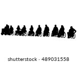 silhouettes wheelchair and... | Shutterstock . vector #489031558