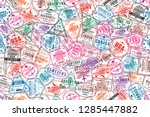 passport visa stamps  seamless... | Shutterstock .eps vector #1285447882
