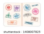 realistic passport pages with... | Shutterstock .eps vector #1408007825