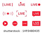 Set of live streaming icons. Red symbols and buttons of live streaming, broadcasting, online stream. Lower third template for tv, shows, movies and live performances. Vector