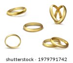 realistic gold wedding rings... | Shutterstock .eps vector #1979791742