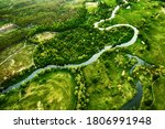 Aerial Landscape Of Winding...
