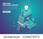 book library with people.... | Shutterstock .eps vector #1134675572