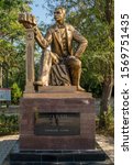 Small photo of Yevpatoria, Crimea - September 12, 2019: The monument to Semyon Duvan (1870 - 1957), the mayor of Yevpatoriya in 1906 - 1910 years.