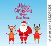 santa claus and the deers.... | Shutterstock .eps vector #1852070308