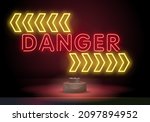 danger red neon text and... | Shutterstock .eps vector #2097894952