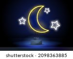 moon and stars neon light icon. ... | Shutterstock .eps vector #2098363885