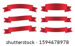 set of red ribbon banner icon ... | Shutterstock .eps vector #1594678978