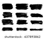 set of black paint  ink brush... | Shutterstock .eps vector #637893862