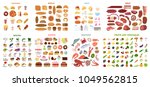 all food set. meat and... | Shutterstock .eps vector #1049562815