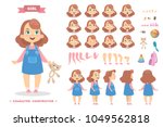 girl character set with poses... | Shutterstock .eps vector #1049562818