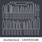 big set of kitchen knives.... | Shutterstock .eps vector #1444920188