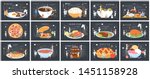 big set of food. small people... | Shutterstock .eps vector #1451158928
