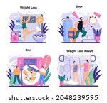 slimming process set. person... | Shutterstock .eps vector #2048239595