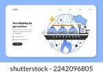 Sea shipping by gas carriers, LNG transportation web banner or landing page. Liquefied natural gas logistics. Natural resource extraction industry. Eco-friendly energy. Flat vector illustration