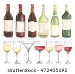 Watercolor Wine Bottles And...