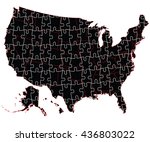usa administrative map   puzzle | Shutterstock .eps vector #436803022