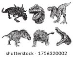 hand drawn set of dinosaurs... | Shutterstock .eps vector #1756320002