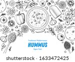 hummus cooking and ingredients... | Shutterstock .eps vector #1633472425