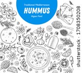 hummus cooking and ingredients... | Shutterstock .eps vector #1708350208