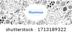 hummus cooking and ingredients... | Shutterstock .eps vector #1713189322