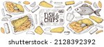 fish and chips sketch vector... | Shutterstock .eps vector #2128392392