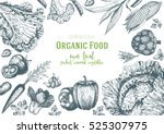 vegetables top view frame.... | Shutterstock .eps vector #525307975