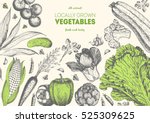 vegetables top view frame with... | Shutterstock .eps vector #525309625