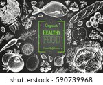 healthy food frame vector... | Shutterstock .eps vector #590739968