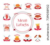 meat  chicken  sausage labels... | Shutterstock .eps vector #739058932