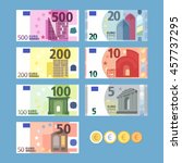 Euro Banknotes. Money Coins....