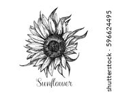 hand drawn vintage sunflower | Shutterstock . vector #596624495
