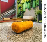 Small photo of front view chicken roll in table, front view vegetable roll in table, front view egg roll in table, front view fish roll in table