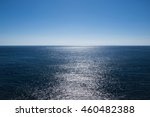 Light reflection on sea surface looking towards horizon / View of horizon at Atlantic ocean at Brittany, France