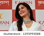 Small photo of Guwahati, Assaam, India.12 August 2018. Bollywood actress Katrina Kaif speaks to her fans as she attends the opening ceremony of Kalyan jewellers showroom in Guwahati.