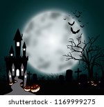 halloween pumpkins and dark... | Shutterstock . vector #1169999275