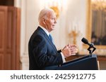 Small photo of WASHINGTON, DC, USA - February 13, 2024: U.S. President Joe Biden addresses the nation about the Senate passing a supplemental for national security.