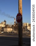 Small photo of Peoria, Illinois, USA- February 25th 2024: BioUrja Plant Black Smoke