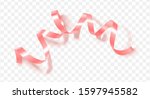 pink silk ribbon with shadow on ... | Shutterstock .eps vector #1597945582