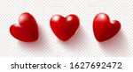set of red 3d hearts isolated... | Shutterstock .eps vector #1627692472