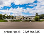 Small photo of Kozmodemyansk, Russia - September 3, 2022: square in the center of an old merchant town, a place of rest for tourists and townspeople