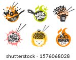 wok asian food logo  wok pan ... | Shutterstock .eps vector #1576068028