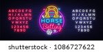 horse betting logo in neon... | Shutterstock .eps vector #1086727622