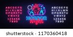 horror night neon sign vector.... | Shutterstock .eps vector #1170360418